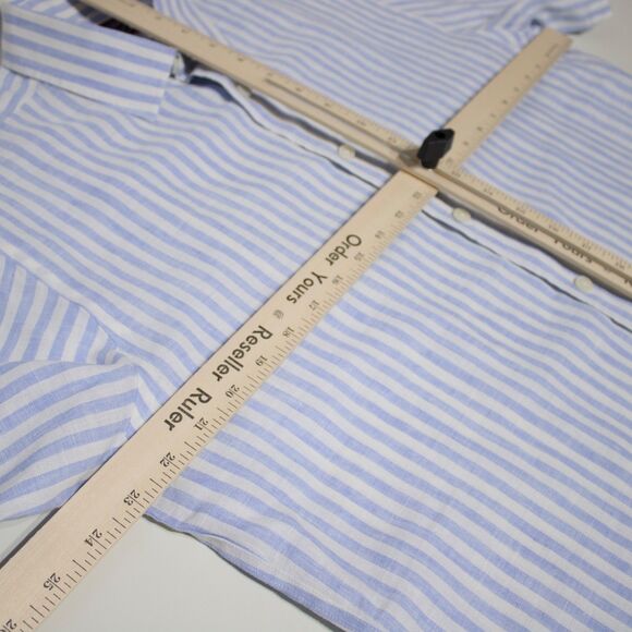 Lot of 3 UNTUCKit 100% Linen Short Sleeve Button Shirts Blue Red Men Size L (B2) - Picture 8 of 16